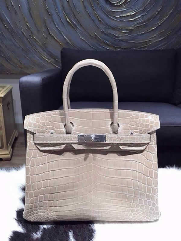 Replica Hermes Shiny Alligator Crocodile Birkin 30cm Palladium Hardware Handstitched, Parchemin 3C RS17562