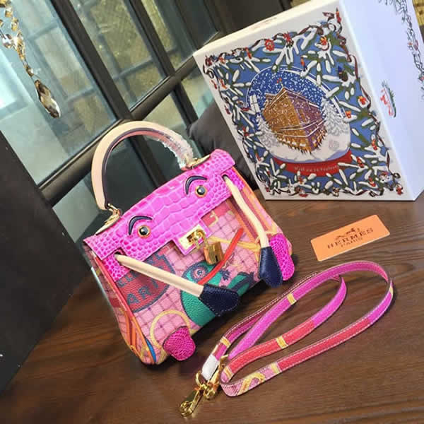 Limited Edition Hermes Mini Kelly Doll Bag 20cm Swift Leather with Croc Gold Hardware Singapore 50th Anniversary, Pink/Light Pink RS03942