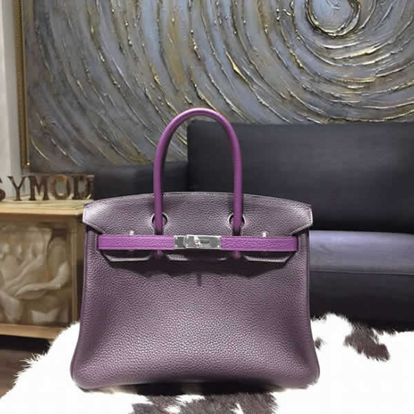 VIP ORDER Hermes Birkin 35cm Taurillon Clemence Bag Hand Stitched Palladium Hardware, Raisin CC59 Ultraviolet 5L RS08362