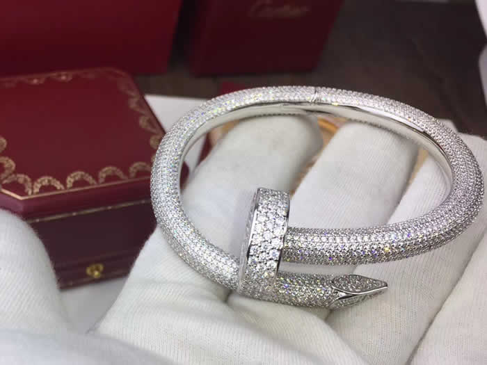 Fake Cartier Full Diamond Nail Bracelet Luxury Juste Un Clou Series Jewelry