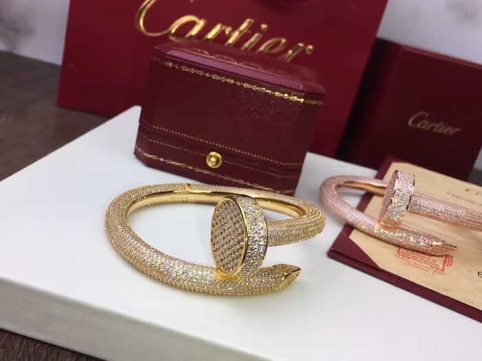 Replica Cartier Full Diamond Nail Bracelet Luxury Juste Un Clou Series Jewelry