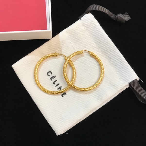Circle Hoop Celine Earrings For Women Birthday Party Simple Noble Silver Fine Jewelry Gift