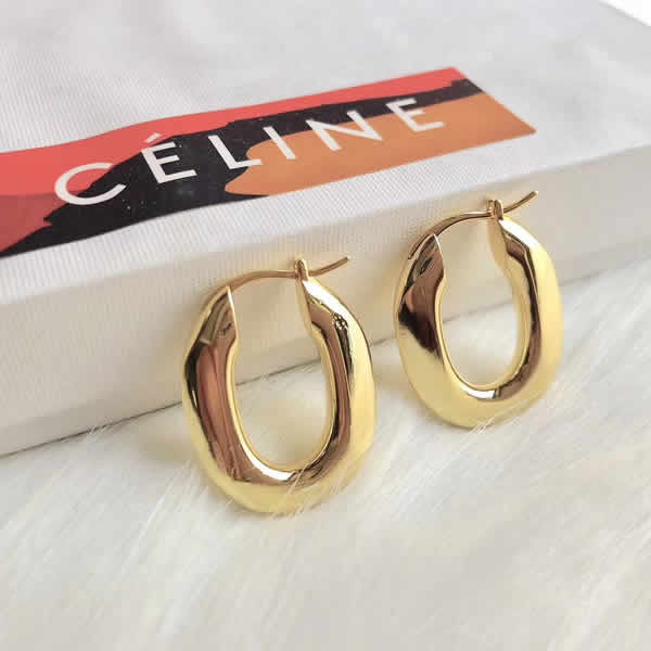 Replica Celine Yellow Gold Earrings Diamond-Free Luxury Jewelry