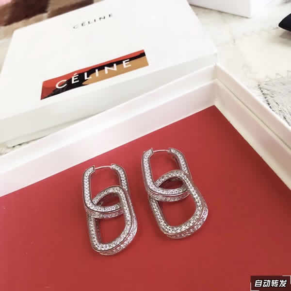 Cheap Celine Autumn And Winter New Double Oval Full Drill Earrings