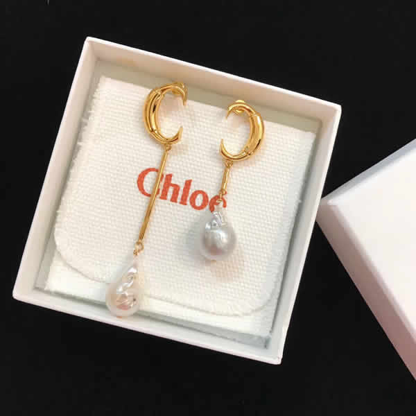 Designer Fake Chloe New Pearl Metal Earrings For Sale