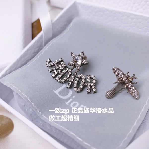 Dior Classic Star Bee Drill Fan-shaped Stud Earrings