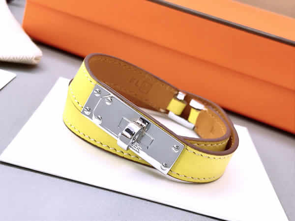 Fake Hermes Classic Buckle Double Circle Leather Bracelet 09