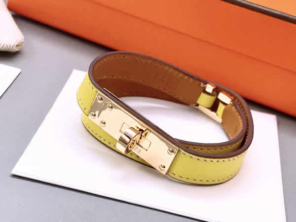 Fake Hermes Classic Buckle Double Circle Leather Bracelet 18