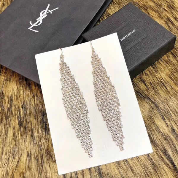 Fake Cheap Yves Saint Laurent Earrings Crystal Silver Earrings