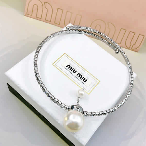 Replica Miu Miu Latest Pearl Crystal Swarovski Collar Necklace