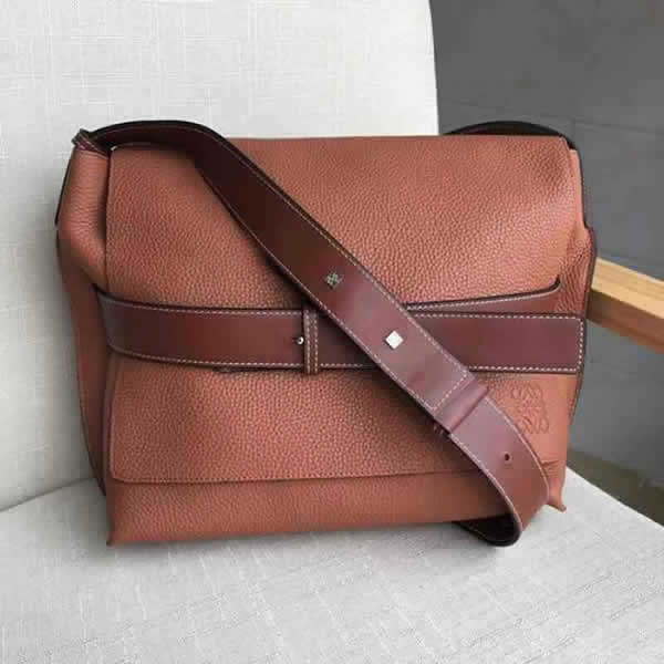 Replica New Loewe Men Leather Military Messenger Brown Bags