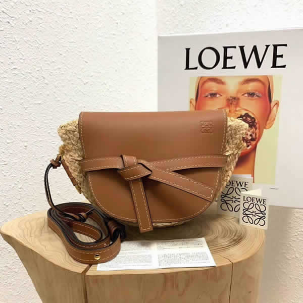 Fashion New Loewe Straw Bows Brown Crossbody Shoulder Bag