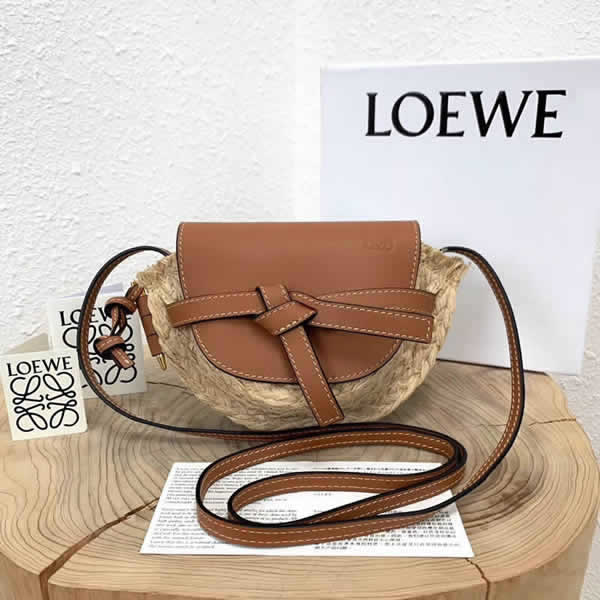 Discount New Loewe Mini Straw Bows Brown Crossbody Shoulder Bag
