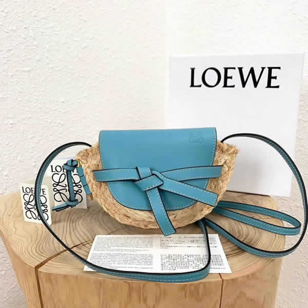 Discount New Loewe Mini Straw Bows Blue Crossbody Shoulder Bag
