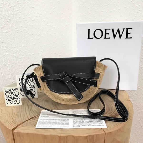 Discount New Loewe Mini Straw Bows Black Crossbody Shoulder Bag