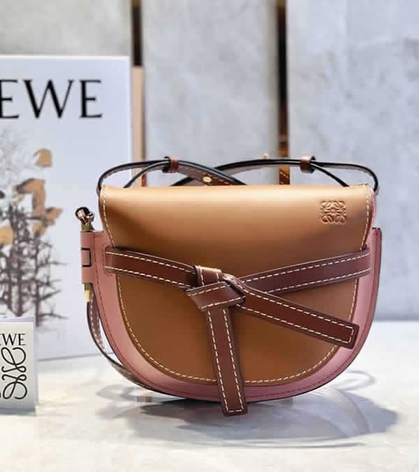 Fake Top Quality Fashion Retro Loewe Brown Gate Bag Messenger Bags