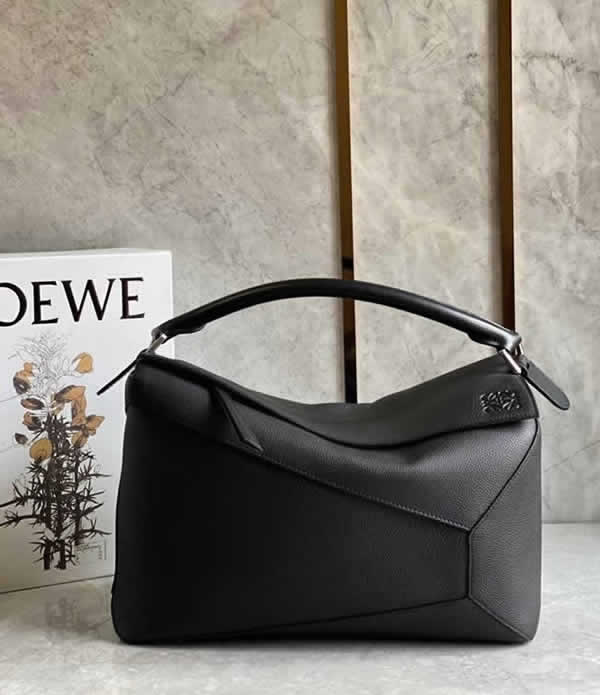 Fake Loewe Men Black Geometric Puzzle Bags Shoulder Crossbody Bag