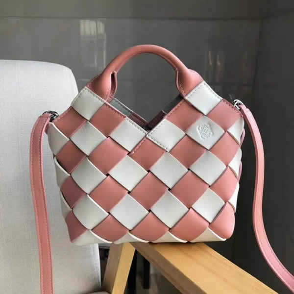 Replica Discount Pink Loewe Woven Basket Gingham Mini Bags
