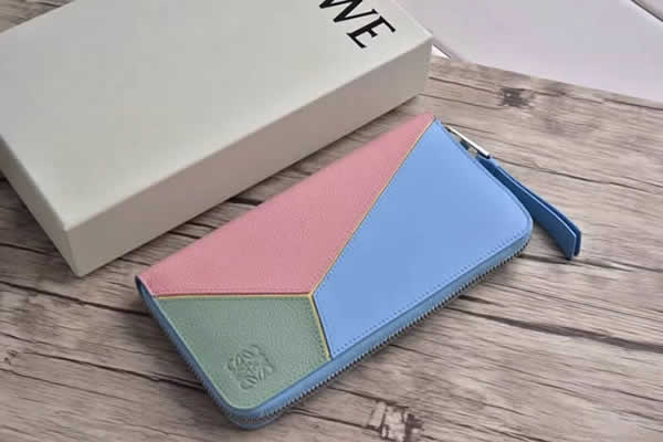 Replica Loewe Puzzle Nappa Pink Long Color Wallet