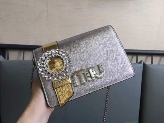 Miu Miu New Ring Crystal Diamond Silver Buckle Clutch Bag 5BF068