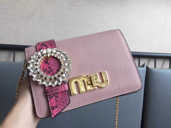 Miu Miu New Ring Crystal Diamond Pink Buckle Clutch Bag 5BF068
