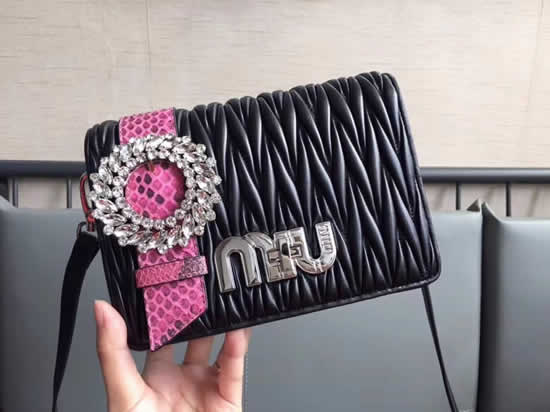 Miu Miu New Ring Crystal Diamond Black Buckle Clutch Bag 5BF068