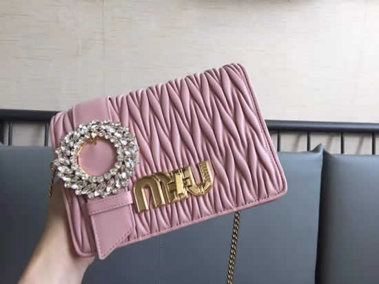 Miu Miu New Ring Crystal Diamond Pink Buckle Clutch Bag 5BF068