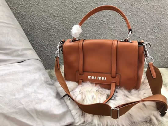 Replica New Miu Miu Grace Lux Leather Brown Shoulder Bag 5Bd078