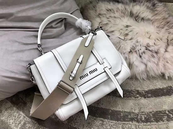 Replica New Miu Miu Grace Lux Leather White Shoulder Bag 5Bd078