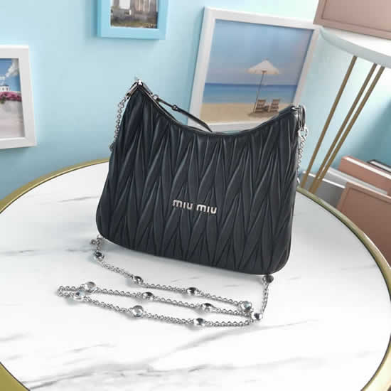 Replica New Miu Miu Semicircle Diamond Chain Bag Cloquet Black One-Shoulder Messenger Bag 5BH189