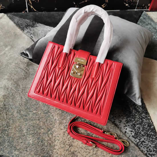 Fake Miu Miu Sheepskin Matelasse Classic Pattern Red Clutch Shoulder Bag