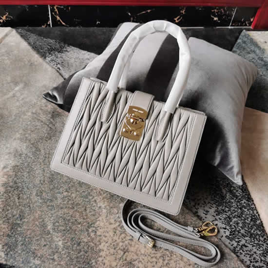 Fake Miu Miu Sheepskin Matelasse Classic Pattern Gray Clutch Shoulder Bag