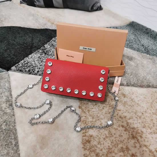 Fake Miu Miu New Sheepskin Swarovski Rhinestone Embellished Red Shoulder Bag