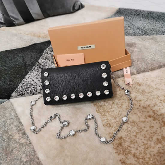 Fake Miu Miu New Sheepskin Swarovski Rhinestone Embellished Black Shoulder Bag