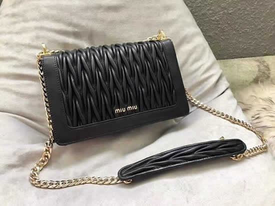 Replica Discount New Black Miu Miu Matelasse Flip Shoulder Bags 5Bd083