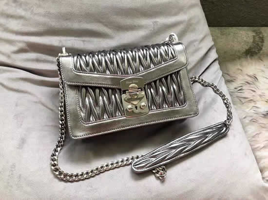 Replica Discount New Silver Miu Miu Matelasse Flip Shoulder Bags 5Bd083