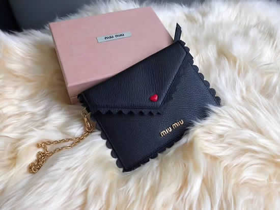 Fake Miu Miu Fashion Black Love Envelope Small Wallet 5Mf001E