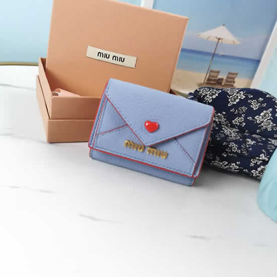 Replica Discount New Top Quality Miu Miu New Blue Wallet Card Case