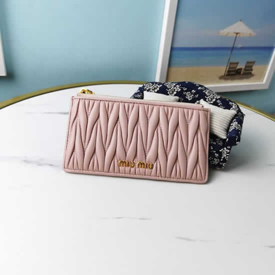 Fake Miu Miu New Sheepskin Matelasse Pink Pocket Wallet 5Mb006