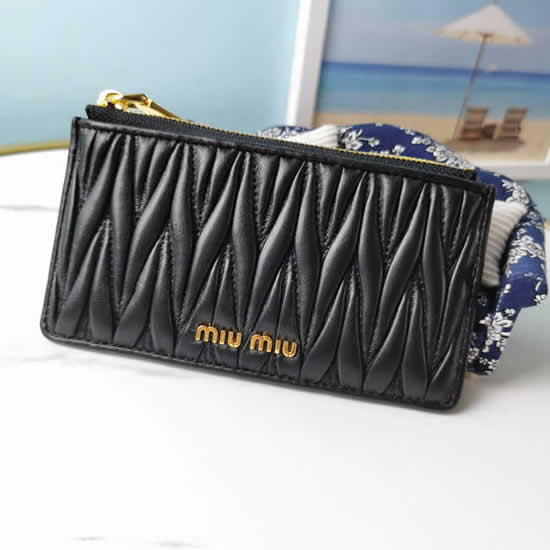 Fake Miu Miu New Sheepskin Matelasse Black Pocket Wallet 5Mb006