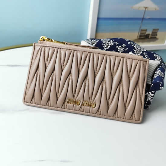 Fake Miu Miu New Sheepskin Matelasse Apricot Pocket Wallet 5Mb006