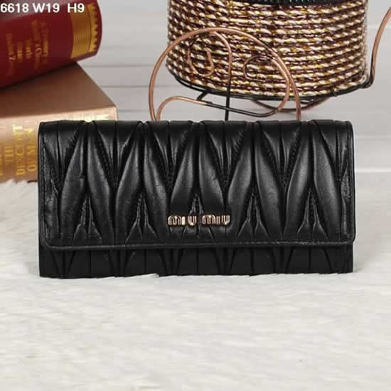Replica Miu Miu Matelasse Black Original Leather Snap Wallet