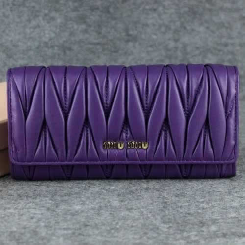 Replica Miu Miu Matelasse Shiny Calf Leather Wallet 6618 Purple