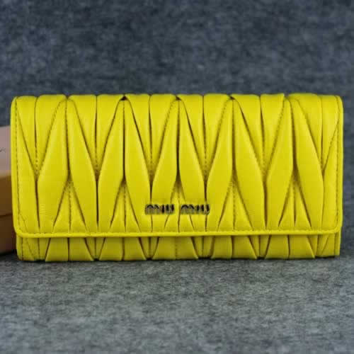Replica Miu Miu Matelasse Shiny Calf Leather Wallet 6618 Yellow