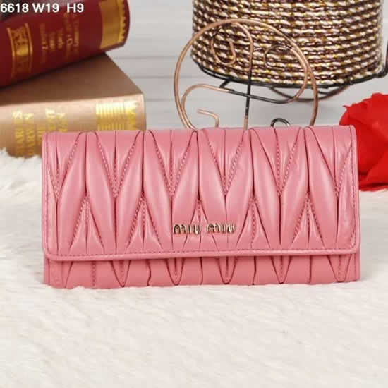 Replica Miu Miu Matelasse Watermelon Red Original Leather Snap Wallet