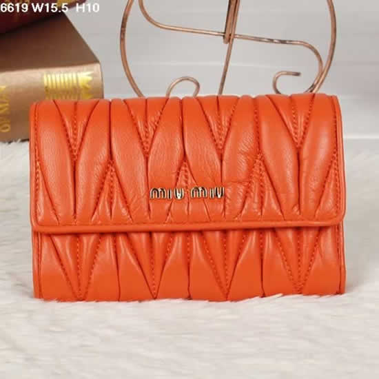 Replica Miu Miu Matelasse Orange Original Leather Flap Wallet