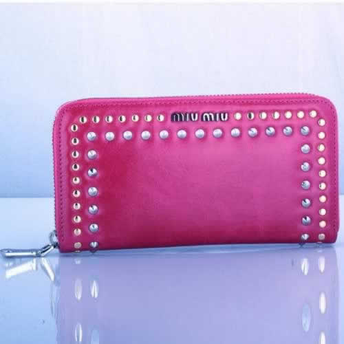 Replica Miu Miu Zip Around Studed Wallet 131511 Rose