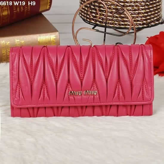 Replica Miu Miu Matelasse Peach Original Leather Snap Wallet