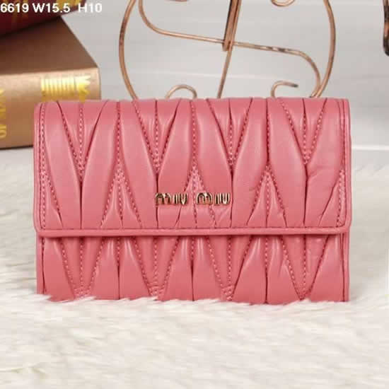 Replica Miu Miu Matelasse Watermelon Red Original Leather Flap Wallet