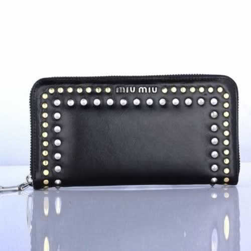 Replica Miu Miu Zip Around Studed Wallet 131511 Black